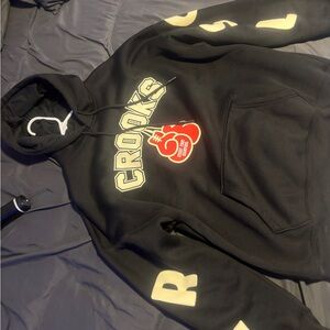 Crooks & Castles Black Hoodie with Red and Cream Accents